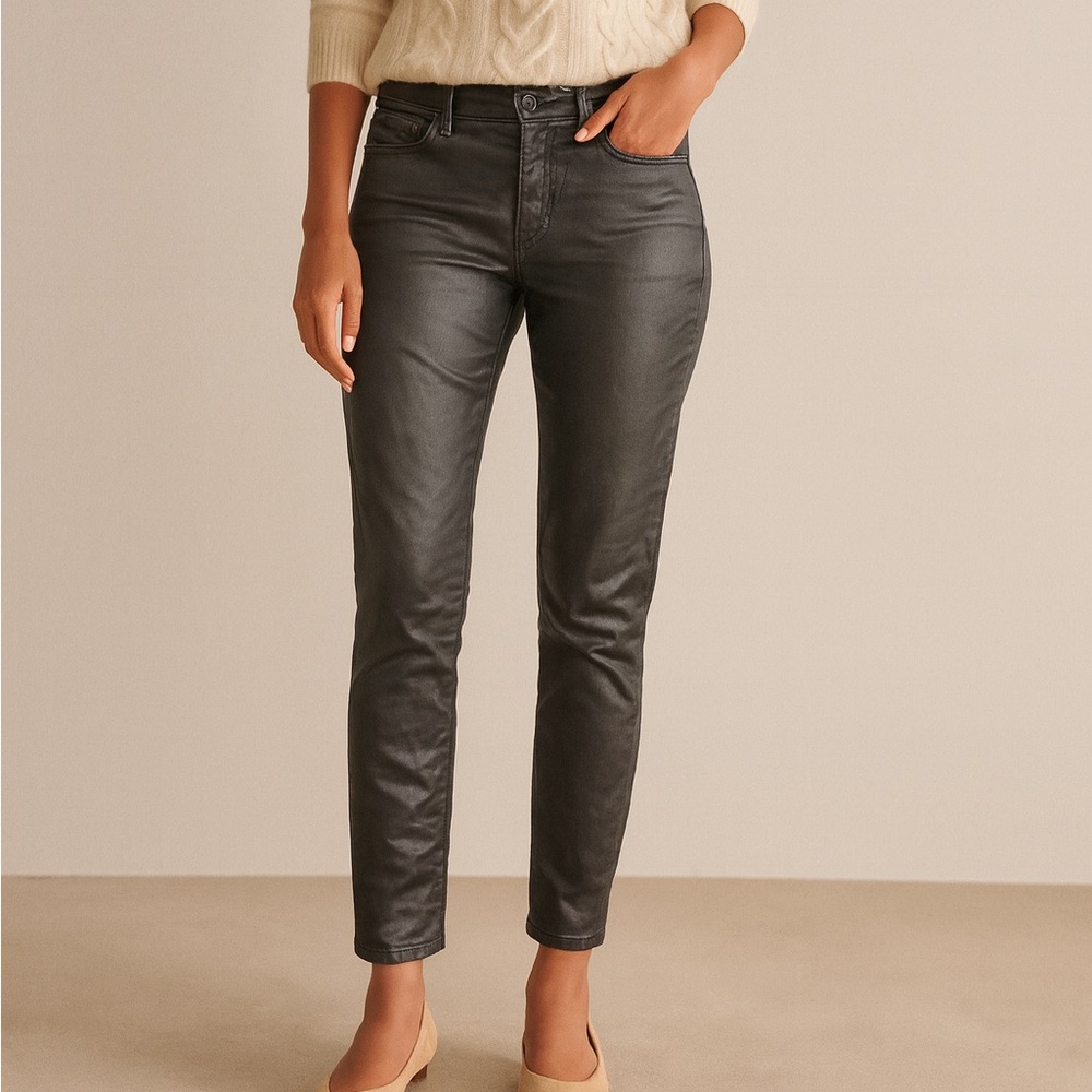 Ralph Lauren Coated Black Slim Skinny Pants Size 14